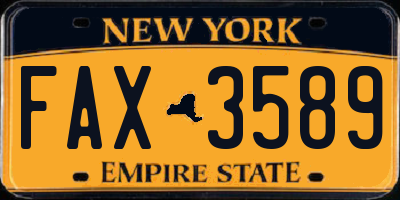 NY license plate FAX3589