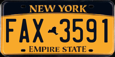 NY license plate FAX3591