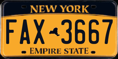 NY license plate FAX3667