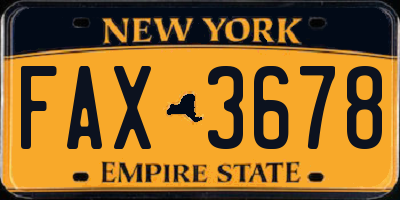 NY license plate FAX3678