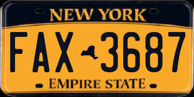 NY license plate FAX3687