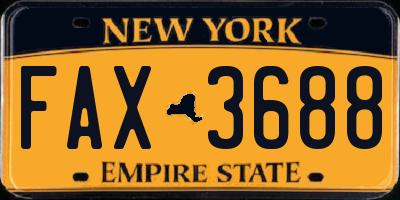 NY license plate FAX3688