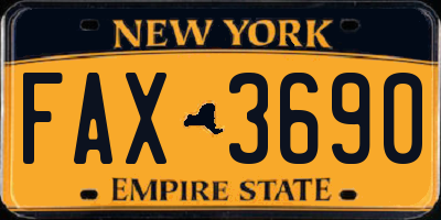 NY license plate FAX3690