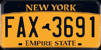 NY license plate FAX3691