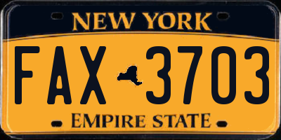 NY license plate FAX3703