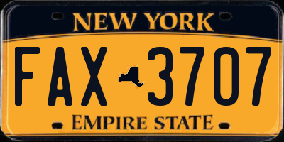 NY license plate FAX3707