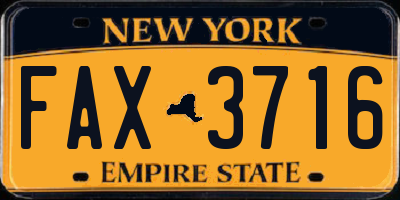 NY license plate FAX3716