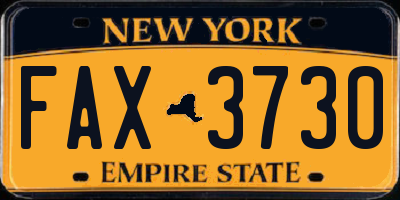 NY license plate FAX3730