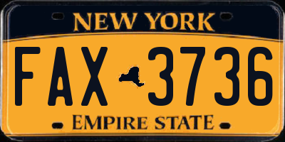 NY license plate FAX3736