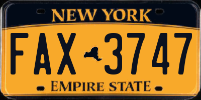 NY license plate FAX3747