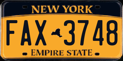 NY license plate FAX3748