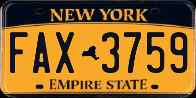 NY license plate FAX3759