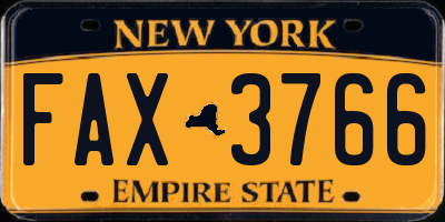 NY license plate FAX3766