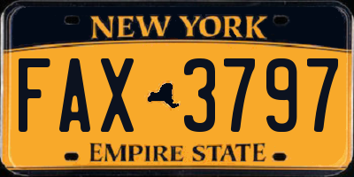 NY license plate FAX3797