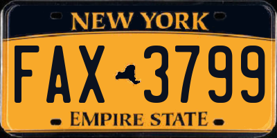 NY license plate FAX3799