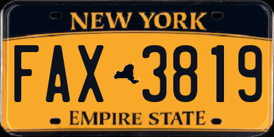 NY license plate FAX3819