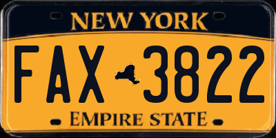 NY license plate FAX3822