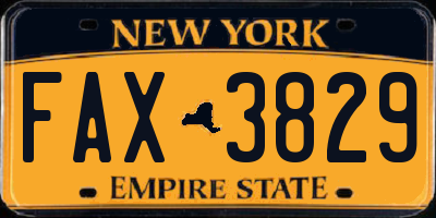 NY license plate FAX3829