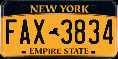 NY license plate FAX3834
