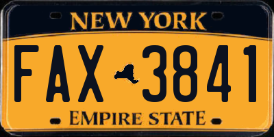 NY license plate FAX3841