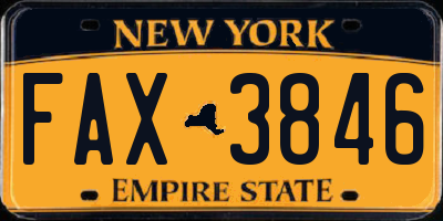 NY license plate FAX3846