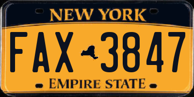 NY license plate FAX3847
