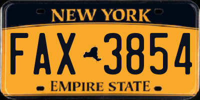 NY license plate FAX3854