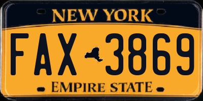 NY license plate FAX3869