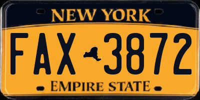 NY license plate FAX3872