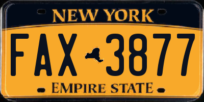 NY license plate FAX3877