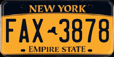 NY license plate FAX3878