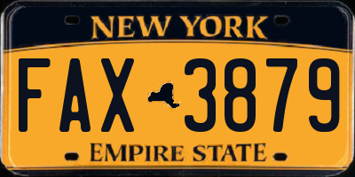 NY license plate FAX3879