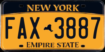 NY license plate FAX3887