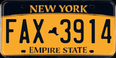 NY license plate FAX3914
