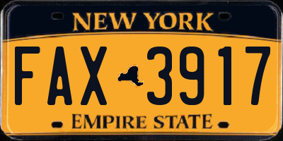 NY license plate FAX3917