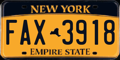NY license plate FAX3918