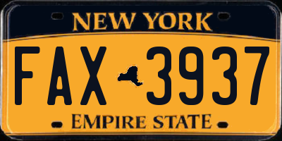 NY license plate FAX3937