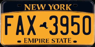 NY license plate FAX3950