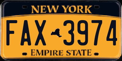 NY license plate FAX3974