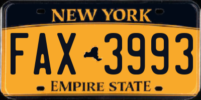 NY license plate FAX3993