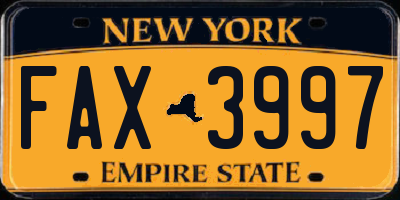 NY license plate FAX3997