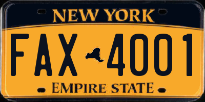 NY license plate FAX4001