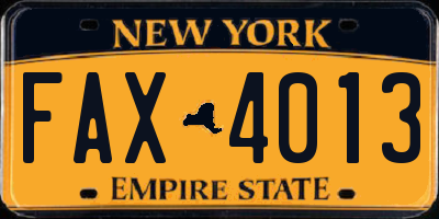 NY license plate FAX4013