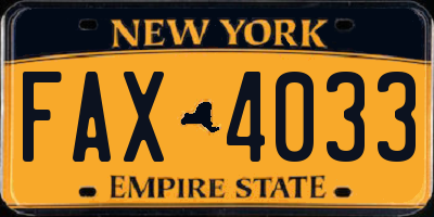 NY license plate FAX4033