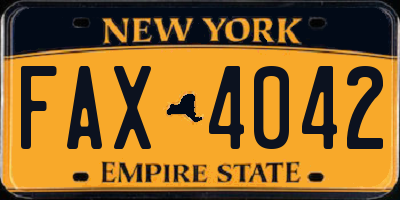 NY license plate FAX4042