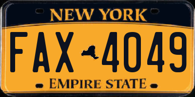 NY license plate FAX4049