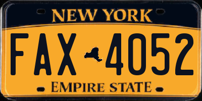 NY license plate FAX4052