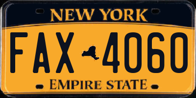 NY license plate FAX4060