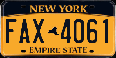 NY license plate FAX4061