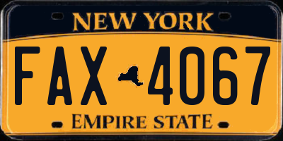 NY license plate FAX4067